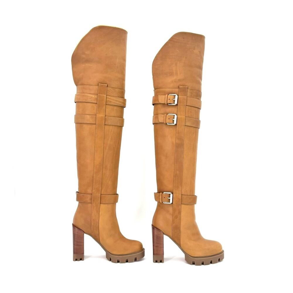 Christian Louboutin Brodeback Lug Botta Alta Shearling Over the Knee Boots 36.5 - Picture 7 of 11